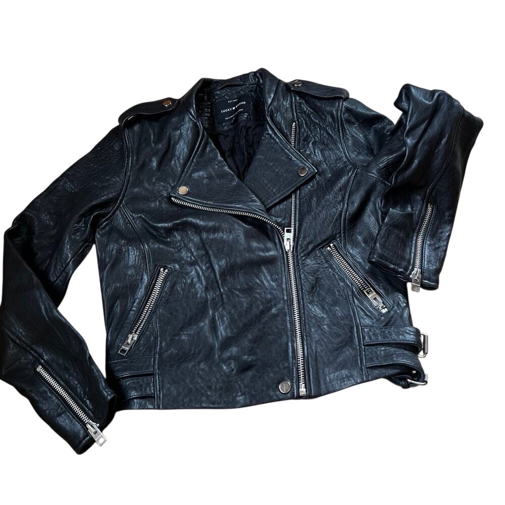 Lucky Brand lamb skin, Black leather jacket.  Women's size M